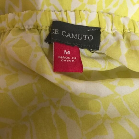 Vince Camuto Women's Yellow Geo Print Off the Shoulder Cha Cha Blouse Medium - Picture 8 of 10